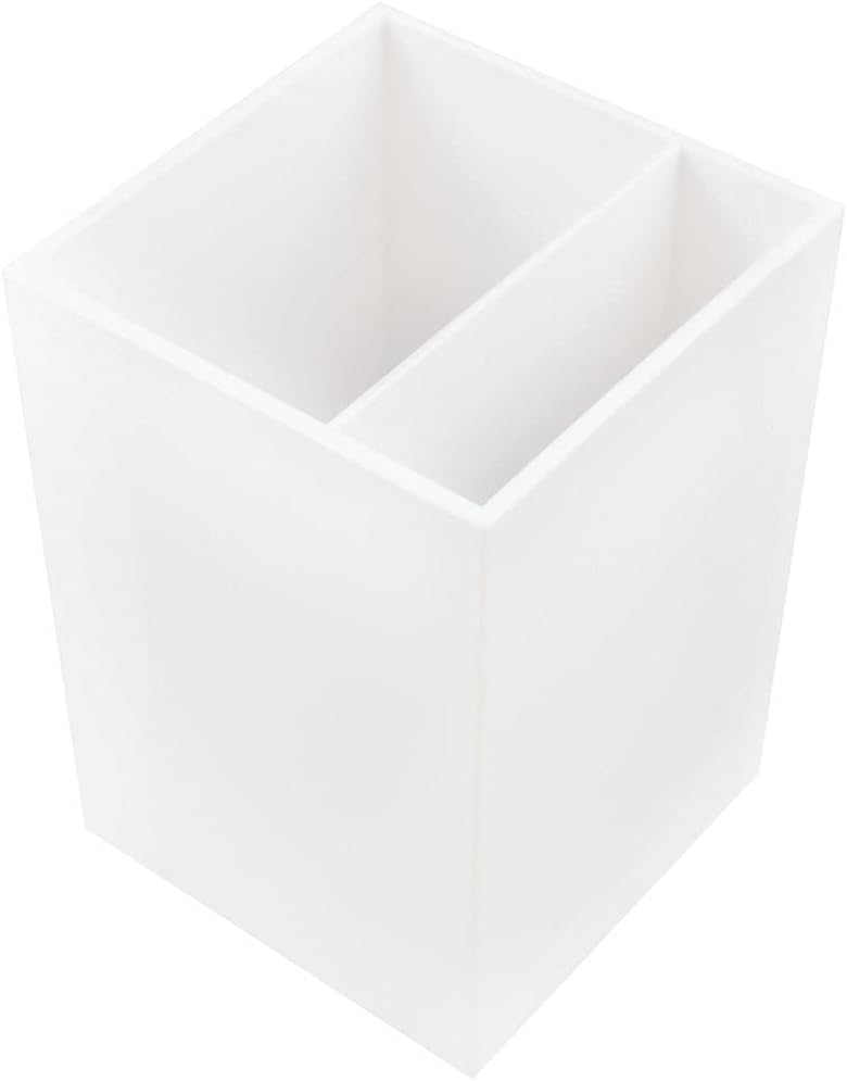 312srBDvFzS._AC_SL1000_.jpg Plastic Pen Holder — White — Desktop Pencil Cup — Sold individually: Office Supplies - Image 1