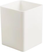 White Pen Holder, Plastic Pencil Cup, Square Waterproof Rectangular Design, can be used as a makeup brush holder, small stationery container, suitable for office, school, and home desktops for storing makeup brushes, pens, and pencils: Office Supplies