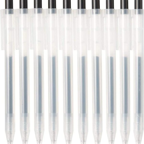 Smooth Gel Ink Ballpoint Pen Knock Type 10-Pieces Set, 0.5 mm Nib Size, Black