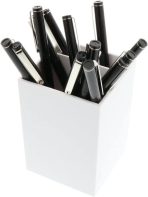 Plastic Pen Holder — White — Desktop Pencil Cup — Sold individually: Office Supplies - Image 2
