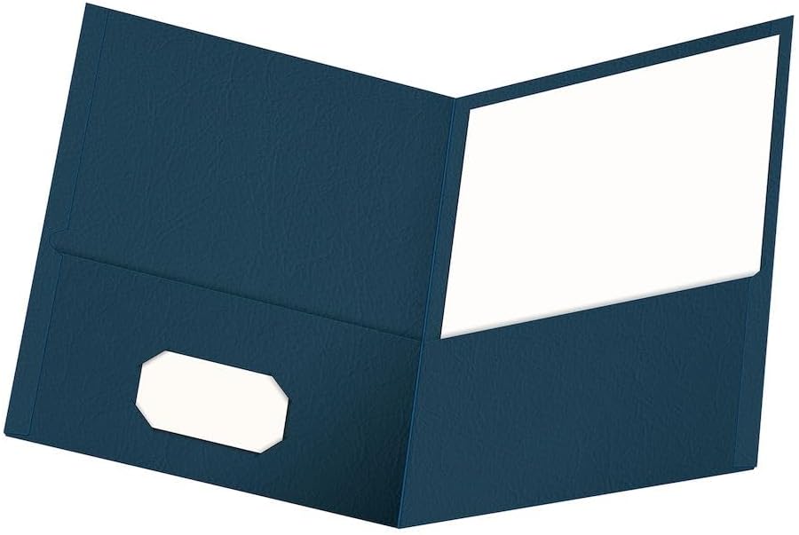 51JeKhmEL._AC_SL1000_.jpg Oxford Twin-Pocket Folders, Textured Paper, Size, Dark Blue, Holds 100 Sheets, Box of 25 (57538EE) - Image 1