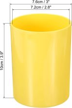 Pencil holder (2 pieces), round plastic pen/makeup brush holder, desktop stationery organizer, suitable for home and office, yellow: Office Supplies - Image 2