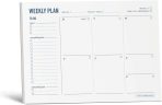 Weekly Planner Pad - Undated 6x9" Weekly To-Do List Notepad with Calendar and Task List, Perfect Desk Organizer for School & Work | 50 Tear Off Sheets