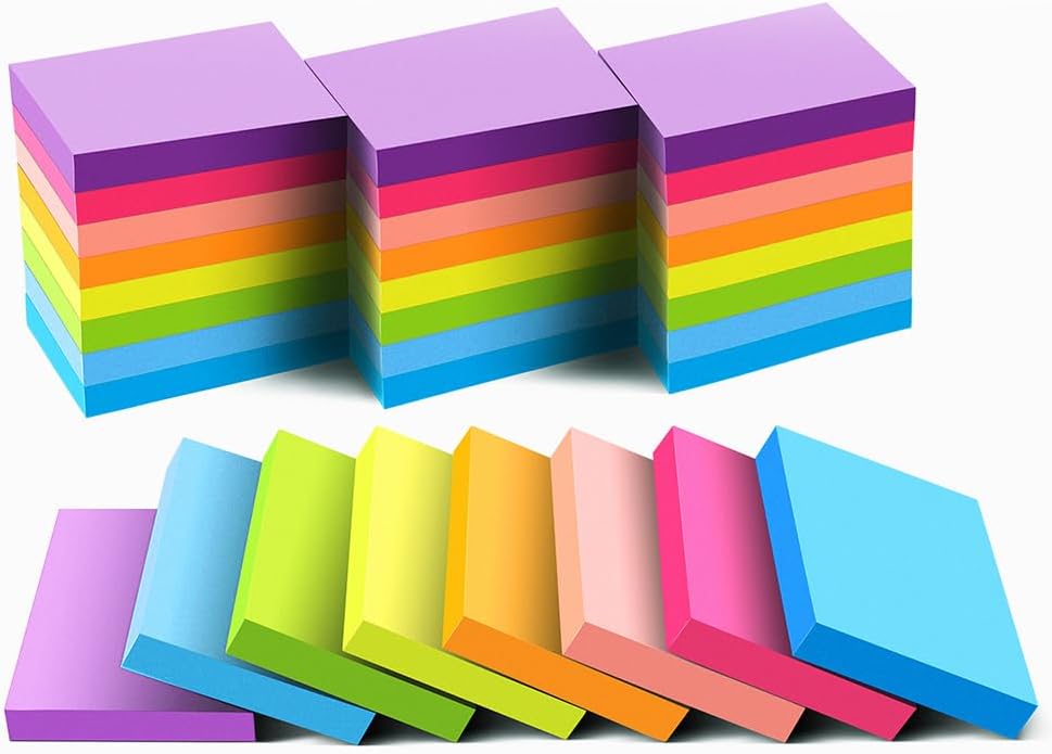 51vF2Qjm1sL._AC_SL1500_.jpg Sticky Notes 1.5x2 Inches, Bright Colors Self-Stick Pads, 24 Pack, 75 Sheets/Pad,1800 Sheets - Image 1