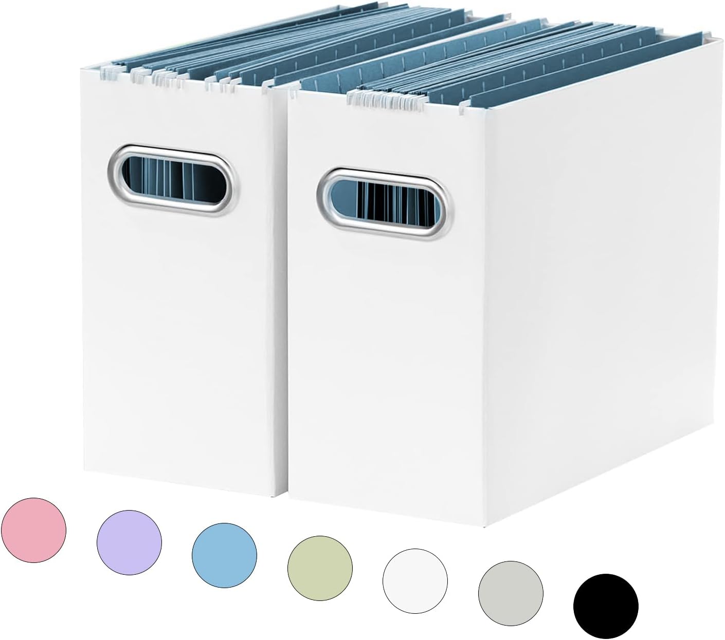61BgWbCMTUL._AC_SL1500_.jpg File Organizer, Small Storage Box, Cardboard File Folder Organizer, Collapsible File Box, Hanging File Organizer for Letter Size, Portable File Box with Handle, Only Box(White,2 Packs) - Image 1