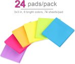 (24 Pack) Sticky Notes 3x3 in Post Bright Stickies Colorful Super Sticking  Pads, Strong Adhesive, 74 Sheets/pad - Image 2