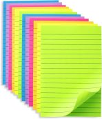 (12 Pack) Lined Sticky Notes 4x6 in Post Ruled Stickies Super Sticking  Pads Bright Colors