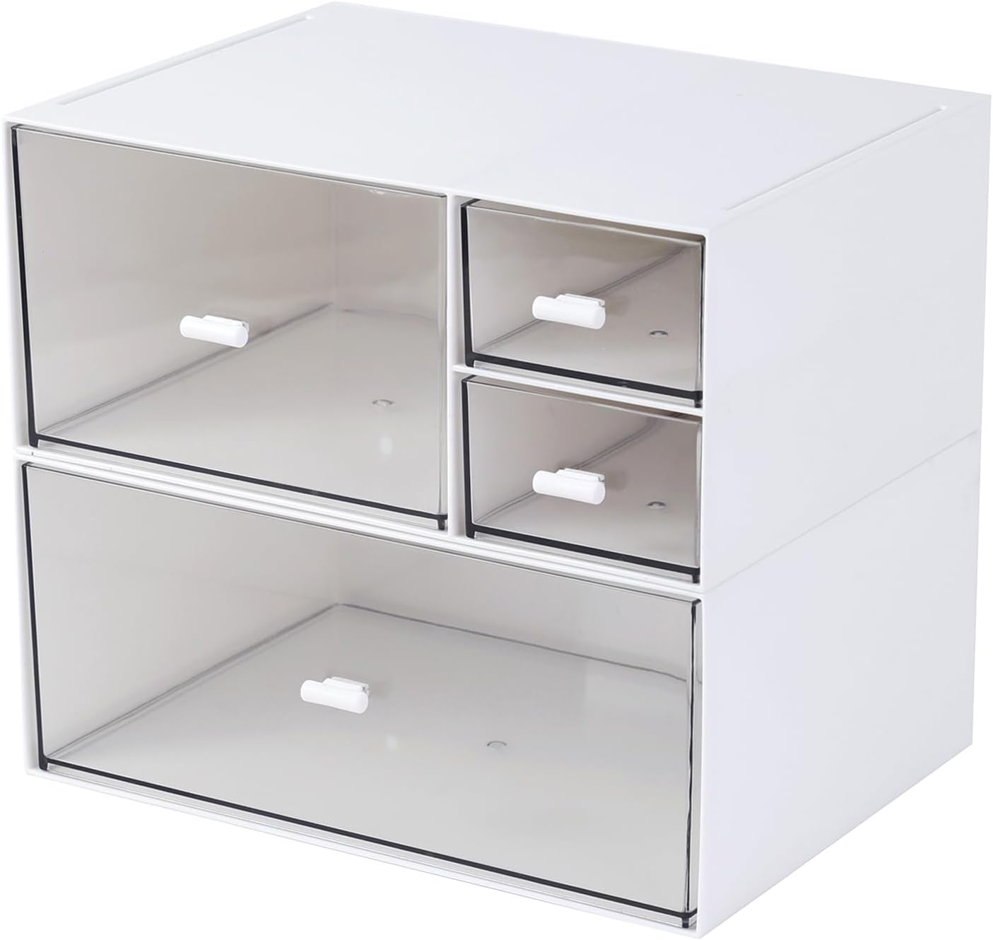 61f1eJev4NL._AC_SL1500_.jpg Desk Organizer with 4 Drawers, Makeup Organizer, Desktop Storage Box, Cosmetics Storage Box for nail polish, Lipstick, Brushes, Jewelry, Skincare, Bathroom Organization Boxes(White) - Image 1