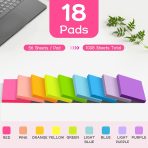 (18 Pads) Sticky Notes 3x3 inch, Self-Stick Pads Bright Colors Sticky Note, Recyclable, Easy to Post for Home, Office, Notebook - Image 2