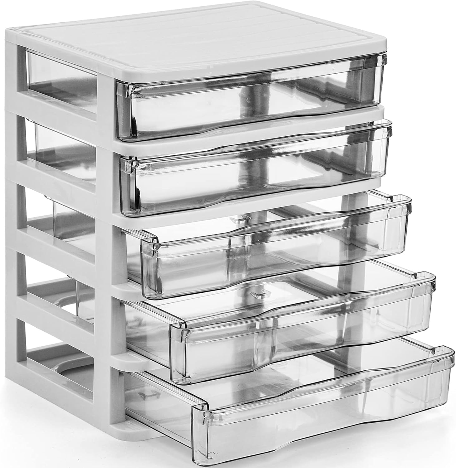 710WQovtjPL._AC_SL1500_.jpg Small Storage Bin, Plastic Organizer, Storage Bin Container with Drawers for Desk, Accessory, Stationery - Image 1