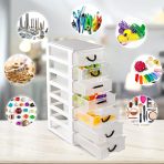 7.1"x5.1"x13.2" Mini Organizer Box Storage Container Case with 7 Clear Desktop Drawer Units,White - Image 2