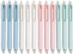 Recycled Gel Click Pens, Set of 12, Pastel Speckle, Medium (0.7 mm) Point, Black Ink