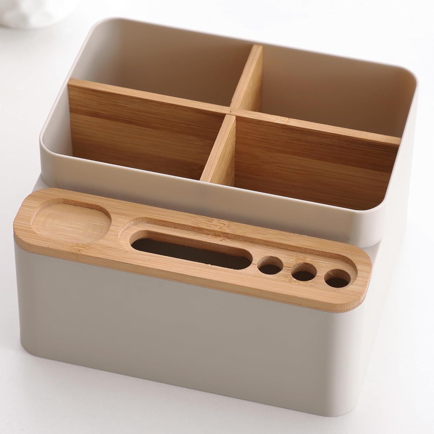 71XMtEaSv3L._AC_SL1500_.jpg Desktop Storage Box - Small Table Organizer - Aesthetic Desk Organizer - Modern Pen Holder - Image 1