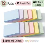- Bulk Sticky Notes, Morandi Colors Self-Stick Aesthetic, Colorful, 3”x3”, 12 Pads - Image 2