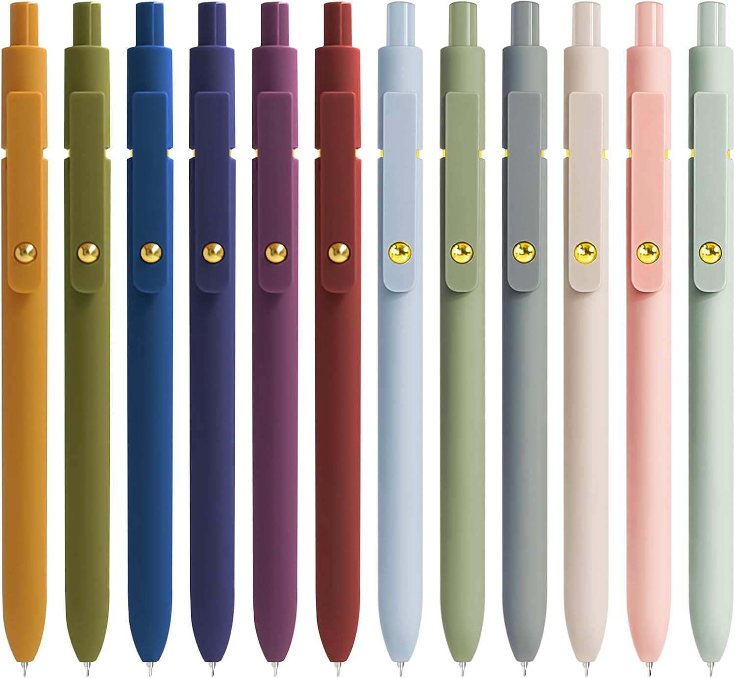 71npYETXHvL._AC_SL1500_.jpg Gel Pens, 12 Pcs 0.5mm Fine Point Smooth Writing Pens Cute Pens, High-End Series Black Ink Pens for Journaling Note Taking, School Office Supplies for Women Men (12 Pcs Gold Mixed colors) - Image 1