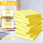 (18 Pack) Sticky Notes 3x3 in Canary Yellow, Strong Adhesive, Clean Removal, Recyclable, Self-Stick Pads, Easy to Post for Home, Office, Notebook - Image 2