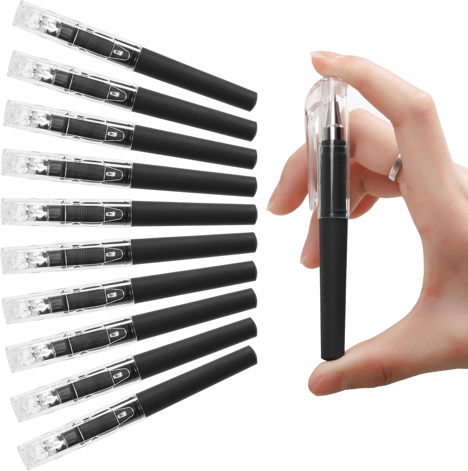 71w6gFjIa9L._AC_SL1500_.jpg Mini Gel Pens, 10 Pcs 0.5mm Black Ink Pocket Pen, 4.16 Inch Short Small Pen Bulk, Smooth Writing, Quick Dry, Cute Pens for Pocket Journaling Notebook Notepad, Office School Supplies - Image 1