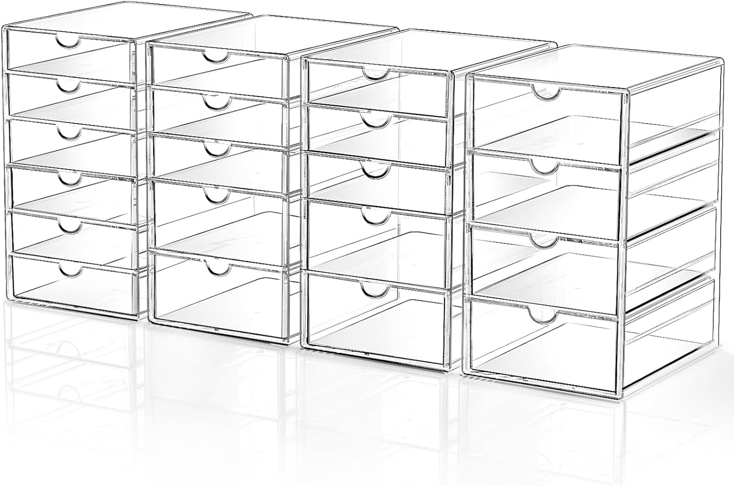 71zCPuaUfRL._AC_SL1500_.jpg Makeup Drawer Storage Organizer with 20 Drawers, 4 Set Acrylic Office Desk Organization and Storage, Dustproof Drawer Organizer for Makeup, Office, Countertop, Jewelry, Pen, Desktop, Bathroom, Bedroom - Image 1