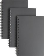 3 Packs Soft Cover Notebook with Lined Paper Black Spiral Notebooks with 100 Ruled Pages 50 Sheets Memo Notepads for Home School Travel, 8.25 x 5.55 inch