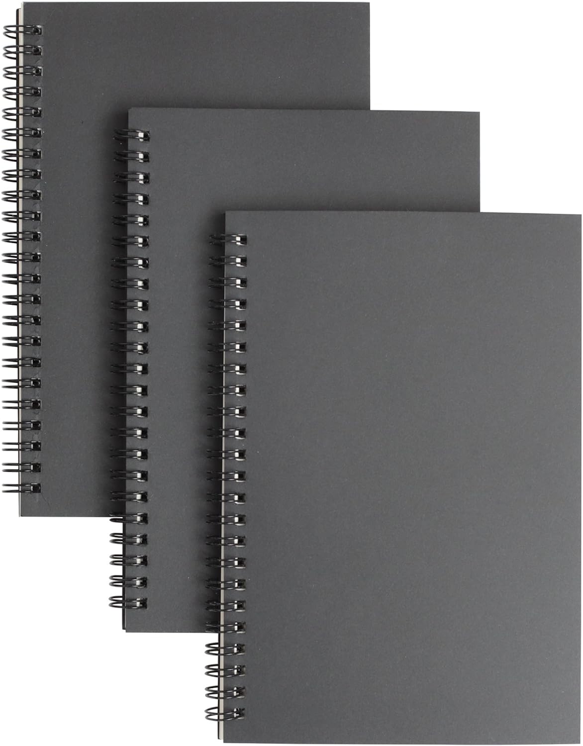 81FGbL6EL._AC_SL1500_.jpg 3 Packs Soft Cover Notebook with Lined Paper Black Spiral Notebooks with 100 Ruled Pages 50 Sheets Memo Notepads for Home School Travel, 8.25 x 5.55 inch - Image 1