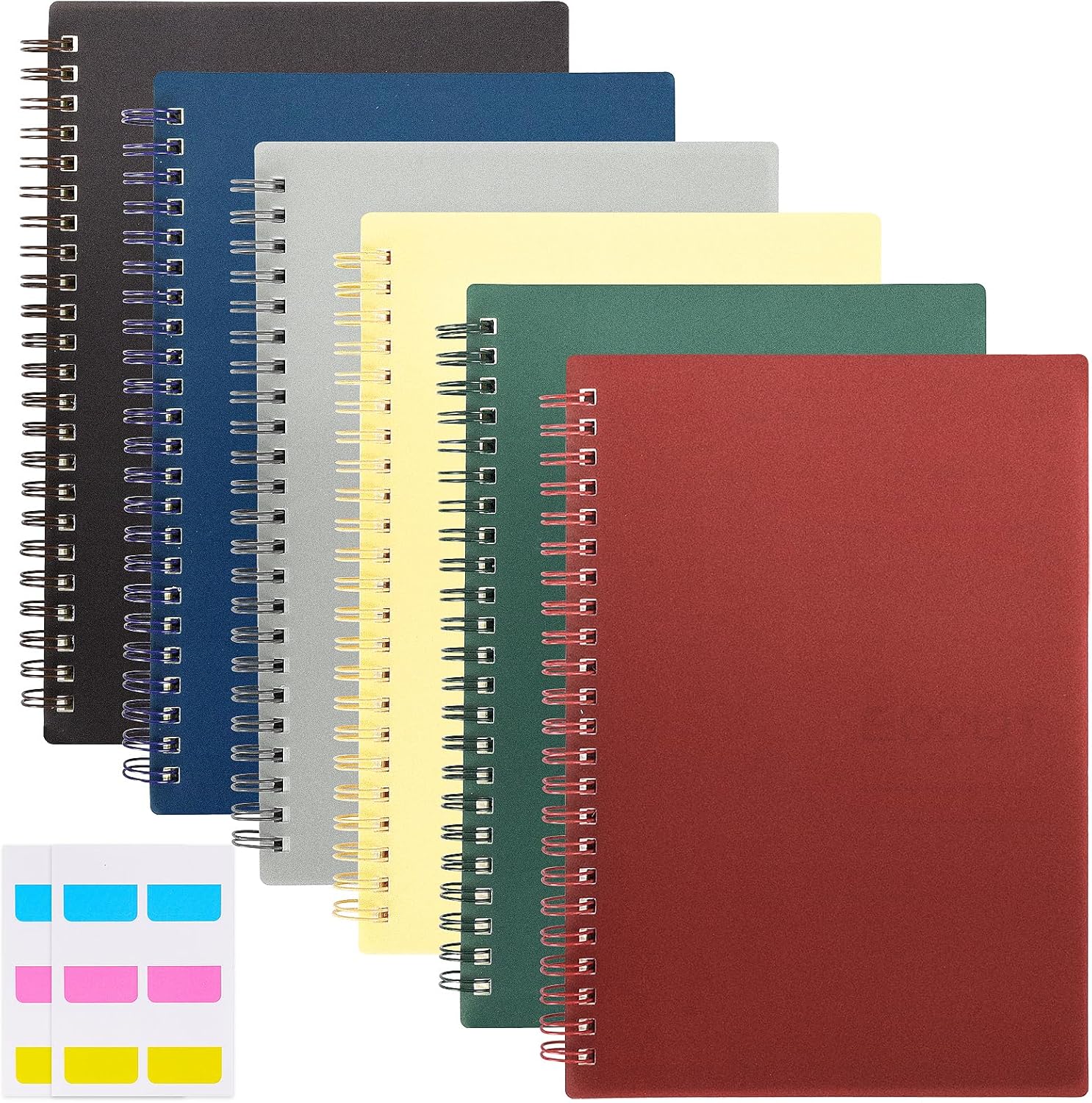 81awkhFGRXL._AC_SL1500_.jpg 6Pcs Spiral Notebooks for Work, 8.3 x 5.9in A5 Lined Bulk, 160 Pages 80 Sheets Notebook Journals for School, Office, Notes(Plastic Cover) - Image 1